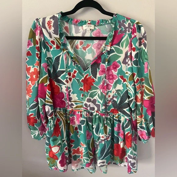 Umgee Multicolor Floral Blouse - Picture 1 of 3